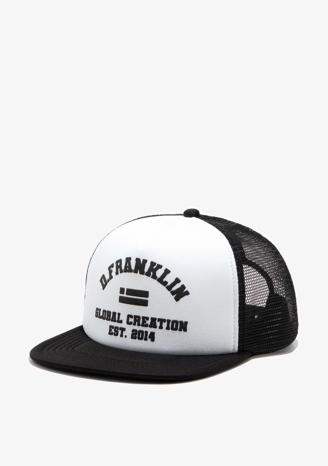 Puff Print Trucker Cap Black-White