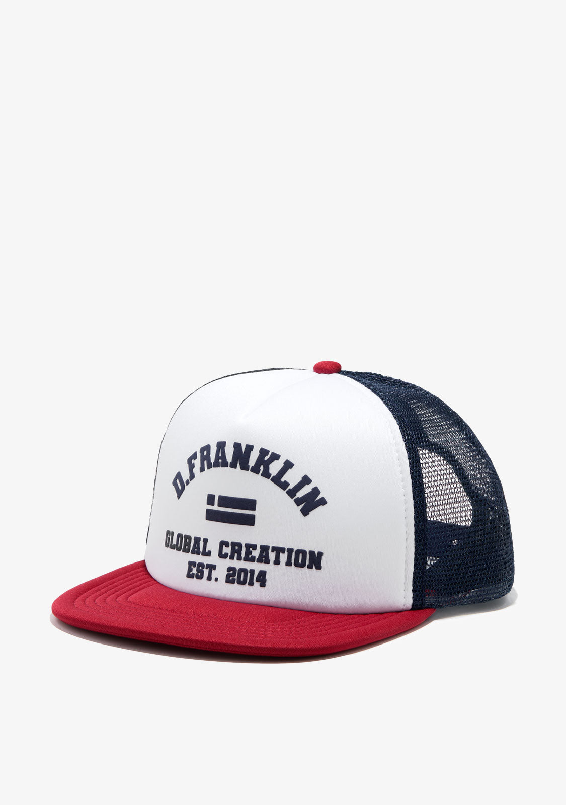 Puff Print Trucker Cap Navy-Red