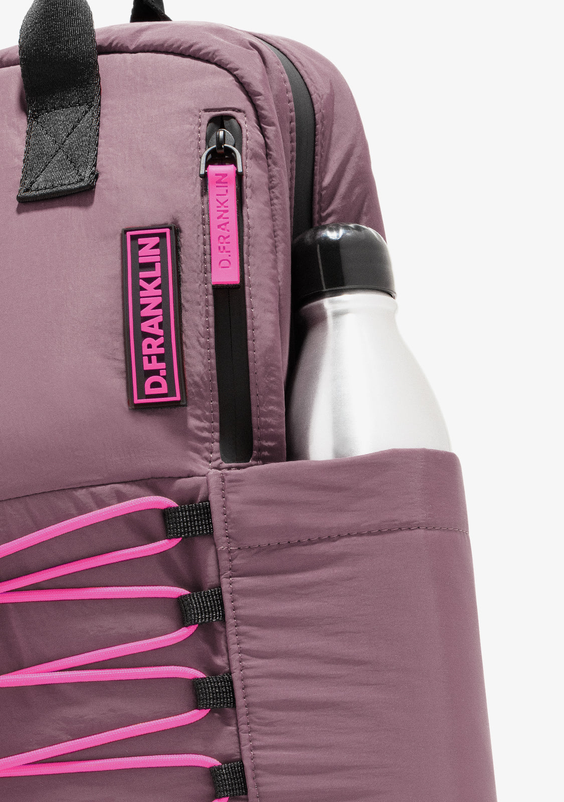 Multi-Pocket Nylon Backpack Pink + Custom Set Fuchsia