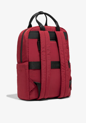 Multi-Pocket Nylon Backpack Red