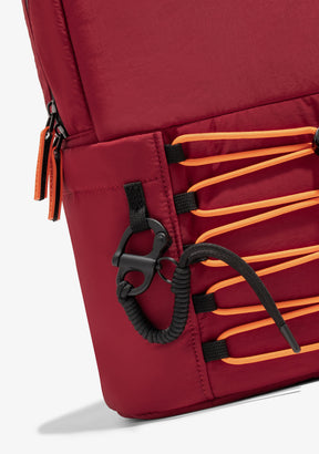 Multi-Pocket Nylon Backpack Red + Custom Set Orange