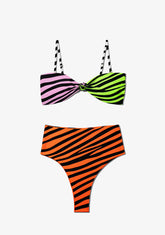 Maui Top Zebra Pink / Lime + Maui Bottom Zebra Orange Bikini