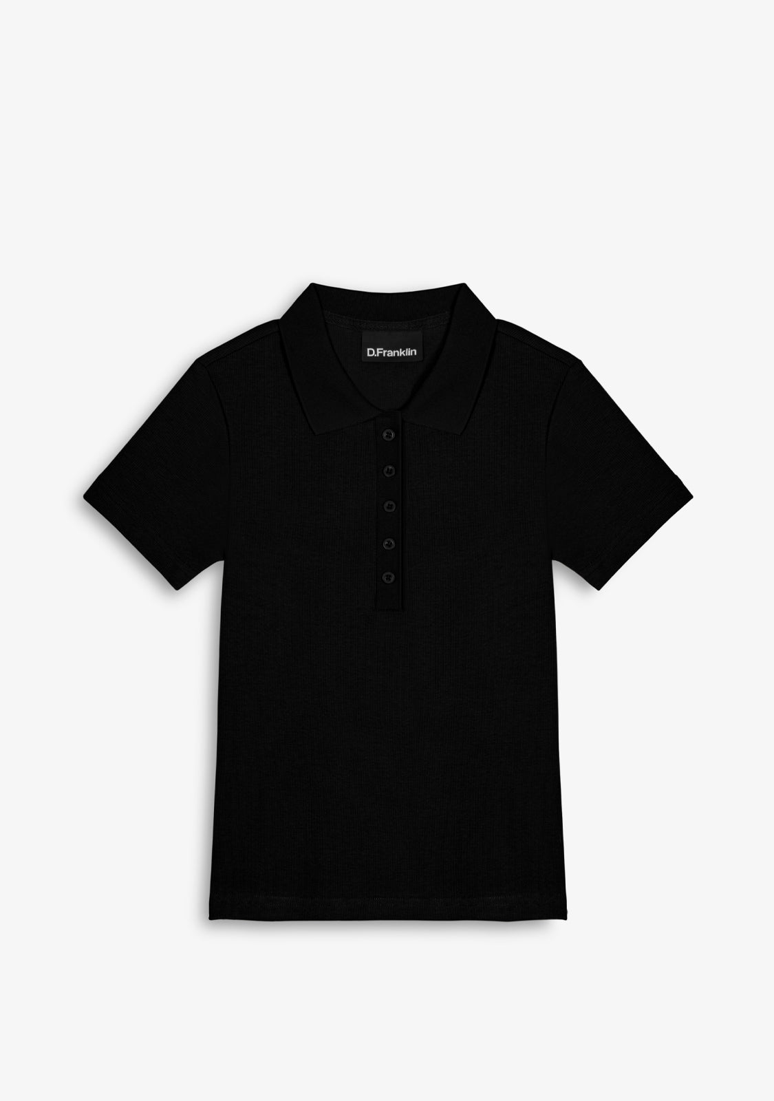 Rib Polo Top Black