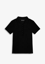 Rib Polo Top Black