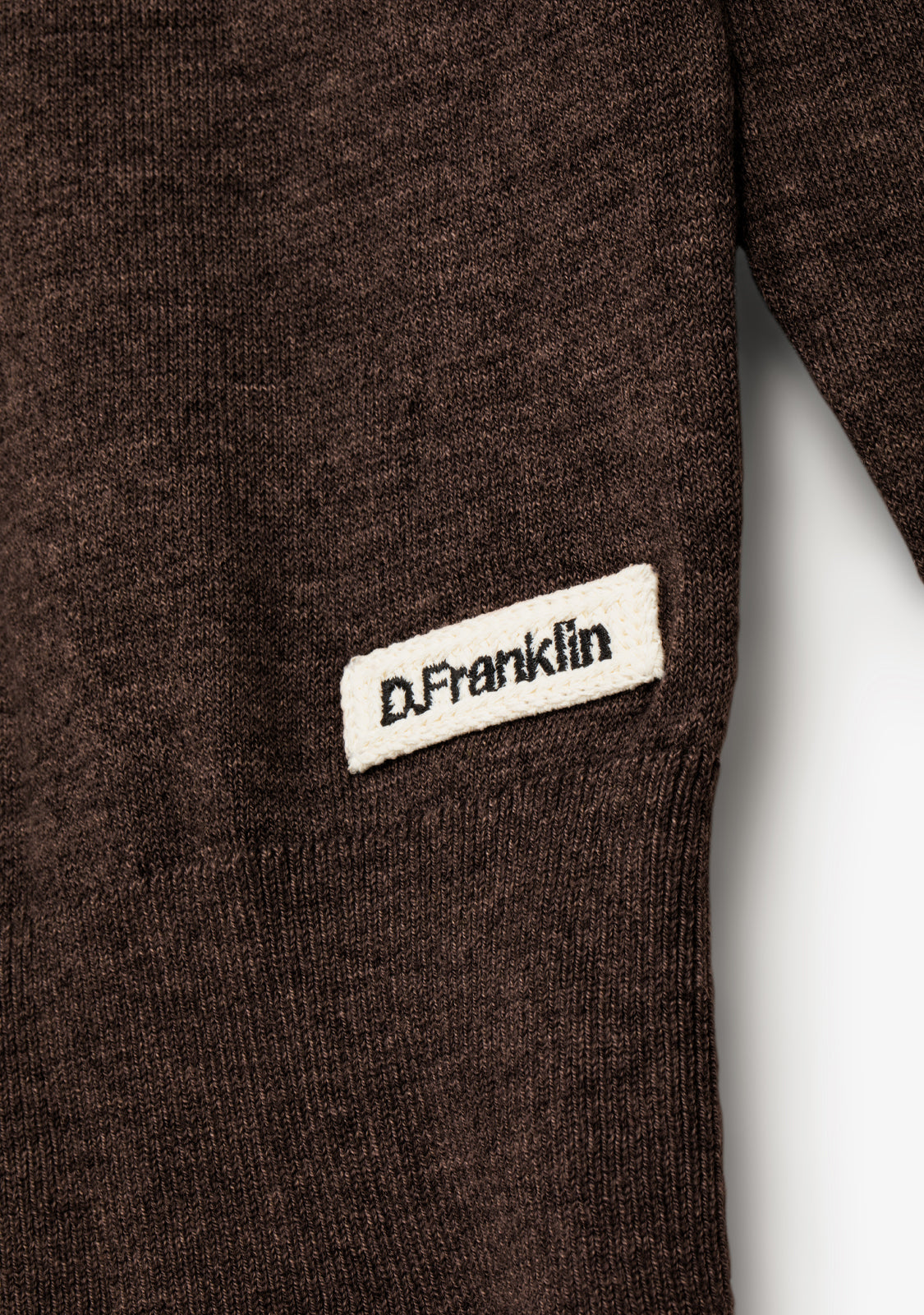 Brown Melange Fine Knit Polo Sweater