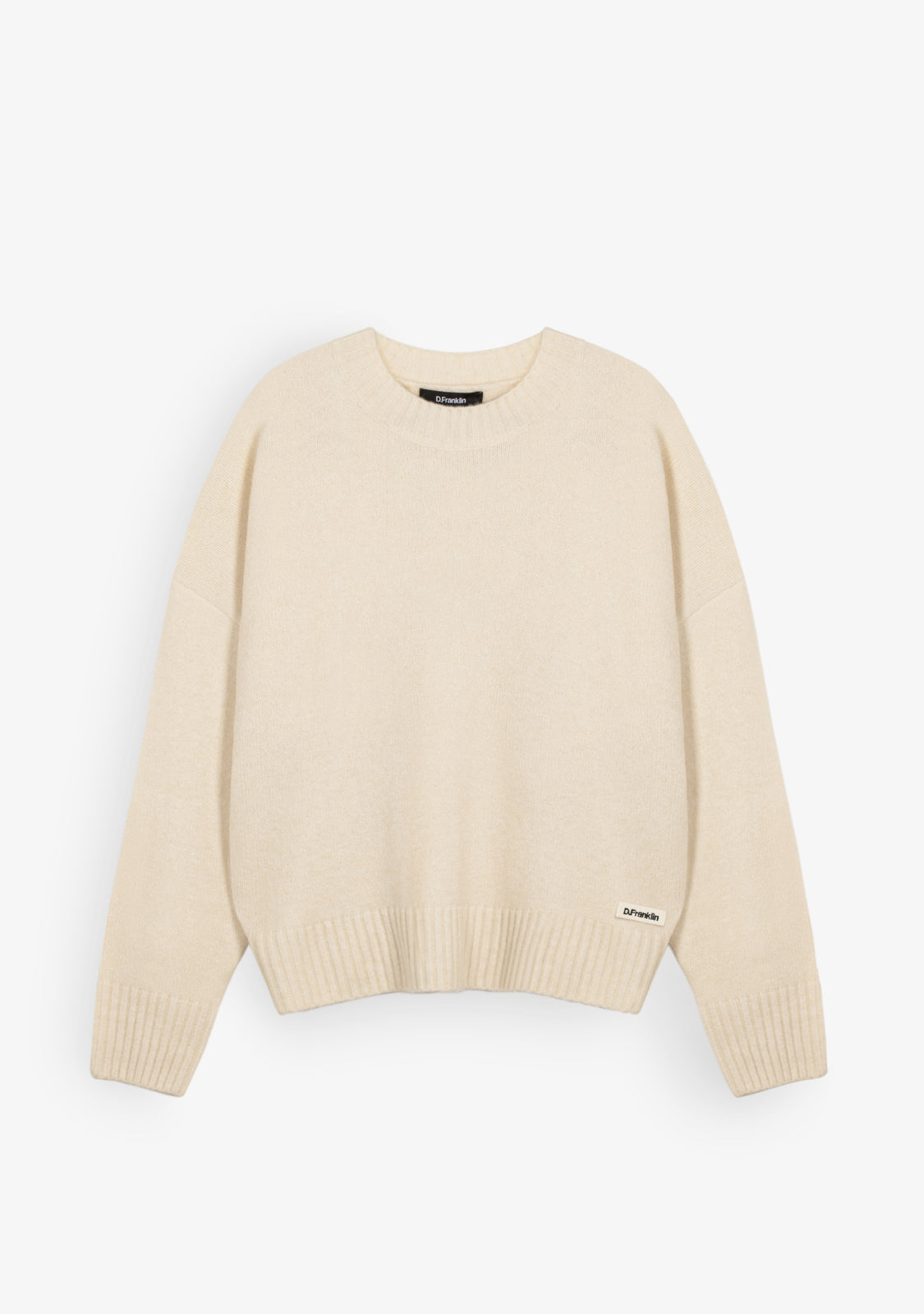 Cream Relaxed Crew Neck Knit Pullover