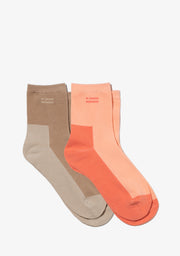 Color Block Socks 2 Pack Sand-Peach