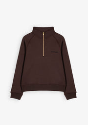 Half-Zip Woman Brown Sweatshirt