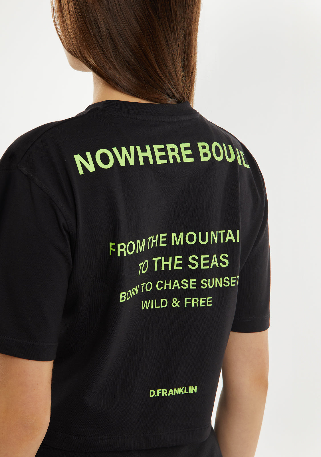 Nowhere Bound Cropped T-Shirt Black / Lime