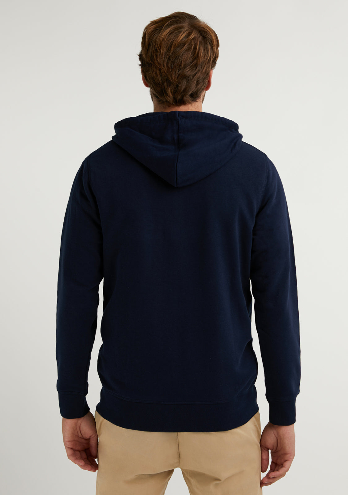 Embroidery Logo Zip Hoodie Navy