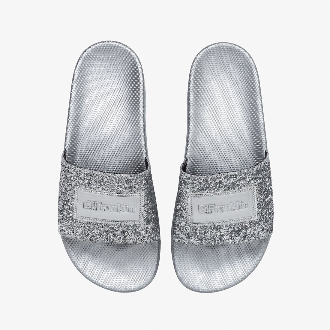 Glitter Platform Slide Silver