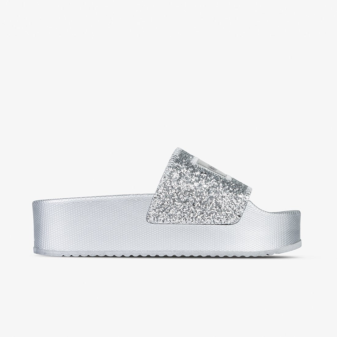 Glitter Platform Slide Silver