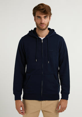 Embroidery Logo Zip Hoodie Navy